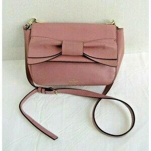Kate Spade New York Crossbody Pink Coral Leather Bow Flap Detachable Strap